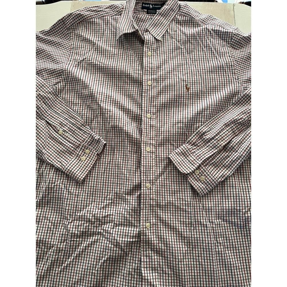 Ralph Lauren Yarmouth Mens 16.5 32/33‎ Tattersall Check Cotton Button Down Shirt
